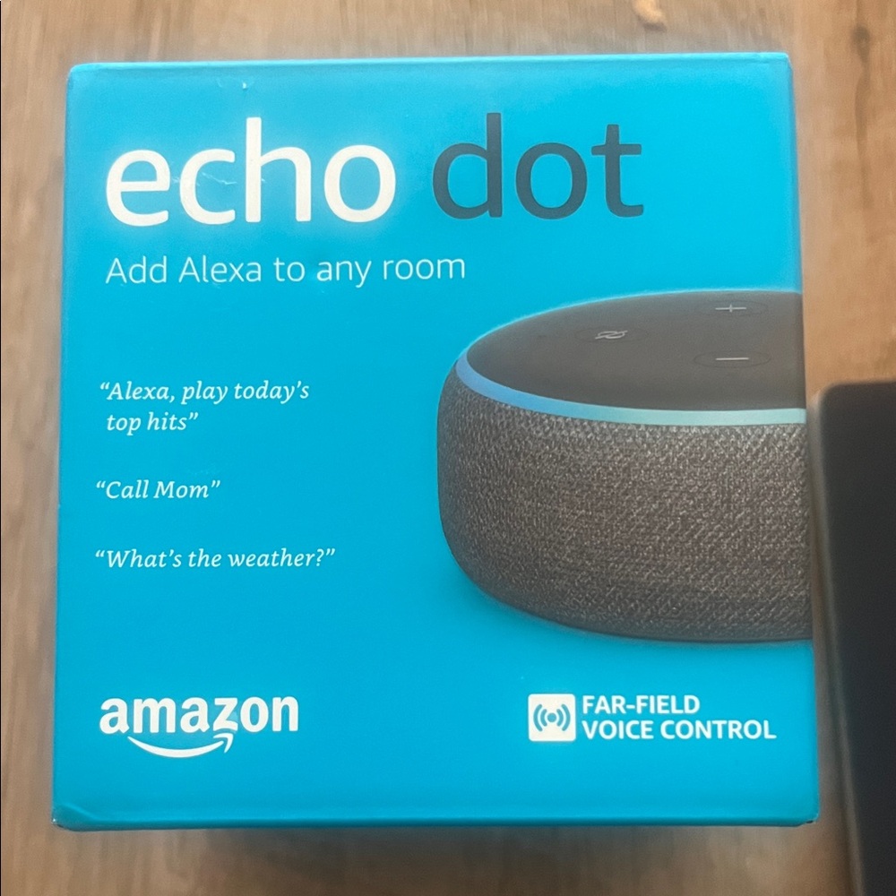 Amazon Echo Dot Smart Speaker Box - Bright Blue Packaging